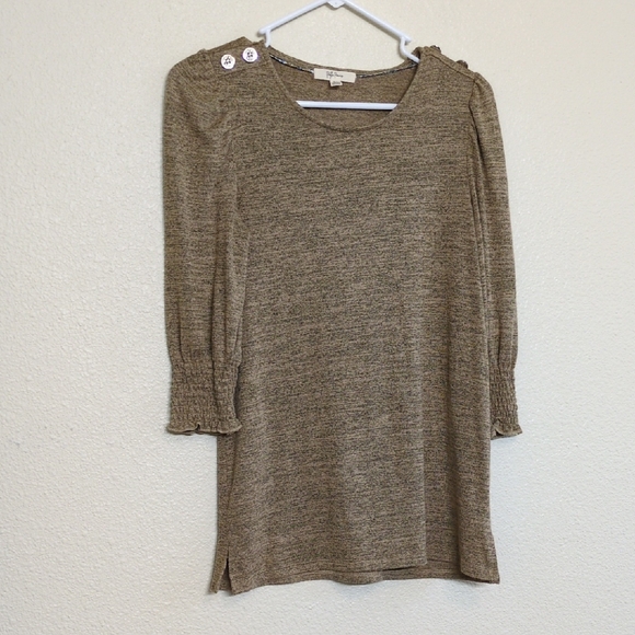 Peyton Primrose Golden Tunic with Button Detail Women's Size Small Petite - Picture 1 of 9